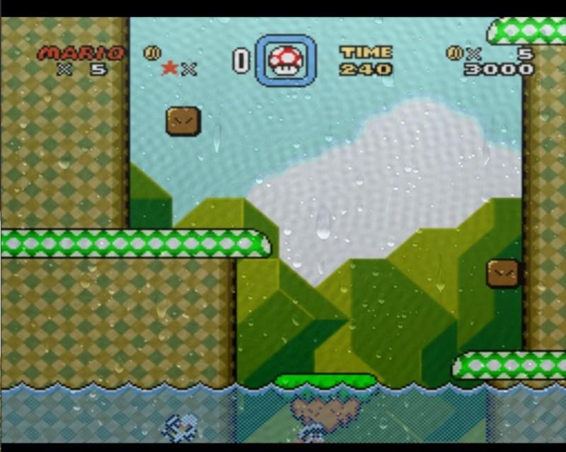 Super Mario World after Mario jumps in water