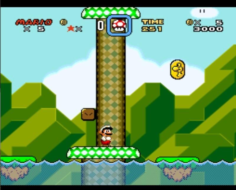 Super Mario World prior to Mario jumping in water.